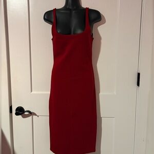 Forever 21 Deep Red Midi Scoop Neck Dress